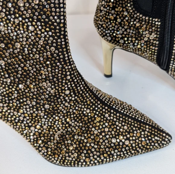 Torrid 7.5 WW Rhinestone Ankle Boots Glam Glitter Stiletto Heel Pointed Toe - Picture 4 of 14